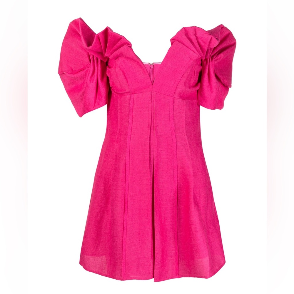 NWT Cult Gaia Asal Hot Pink Off-Shoulder Mini Dress Size 6 - Picture 4 of 8
